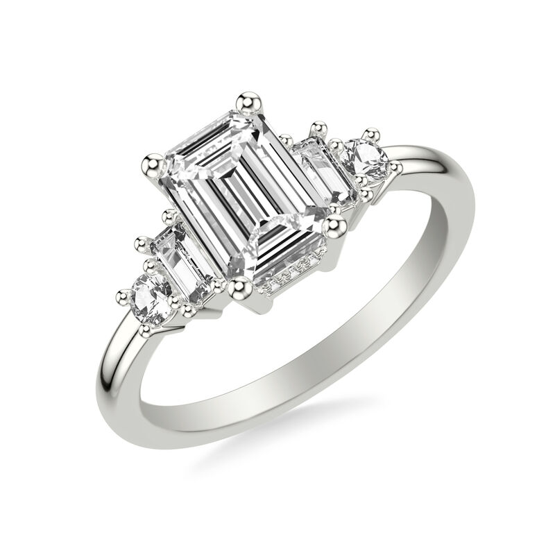 Natural Diamond 1/3ctw. Three Stone Engagement Ring Setting in 14k White Gold image number null